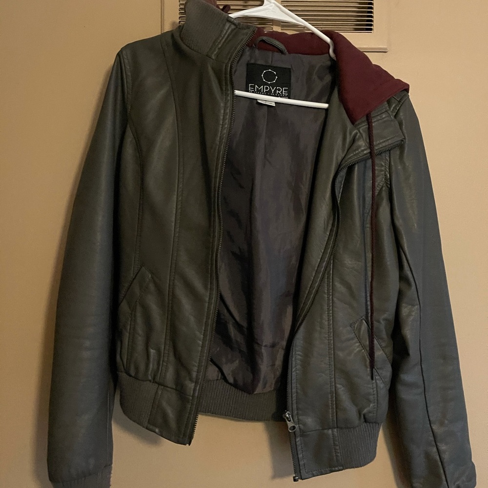 Faux leather bomber jacket